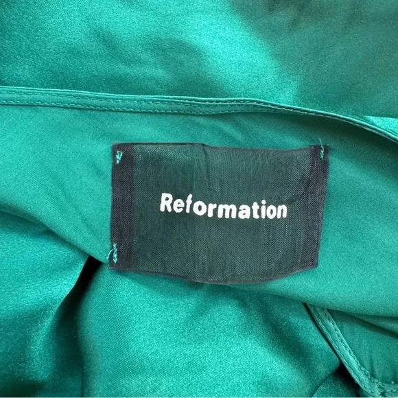 Reformation Silk Mini Dress Cowl Neck Slip Party Cocktail Satin in Green Small - Picture 5 of 6